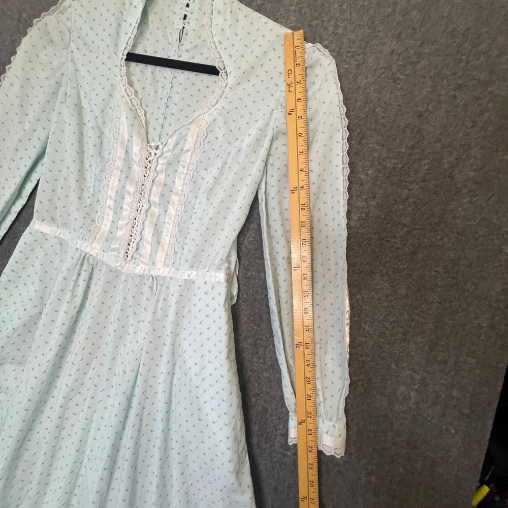 VTG Prairie Dress Small Lace up Corset Floral Midi 70s Gunne Sax Style Handmade - Picture 15 of 16